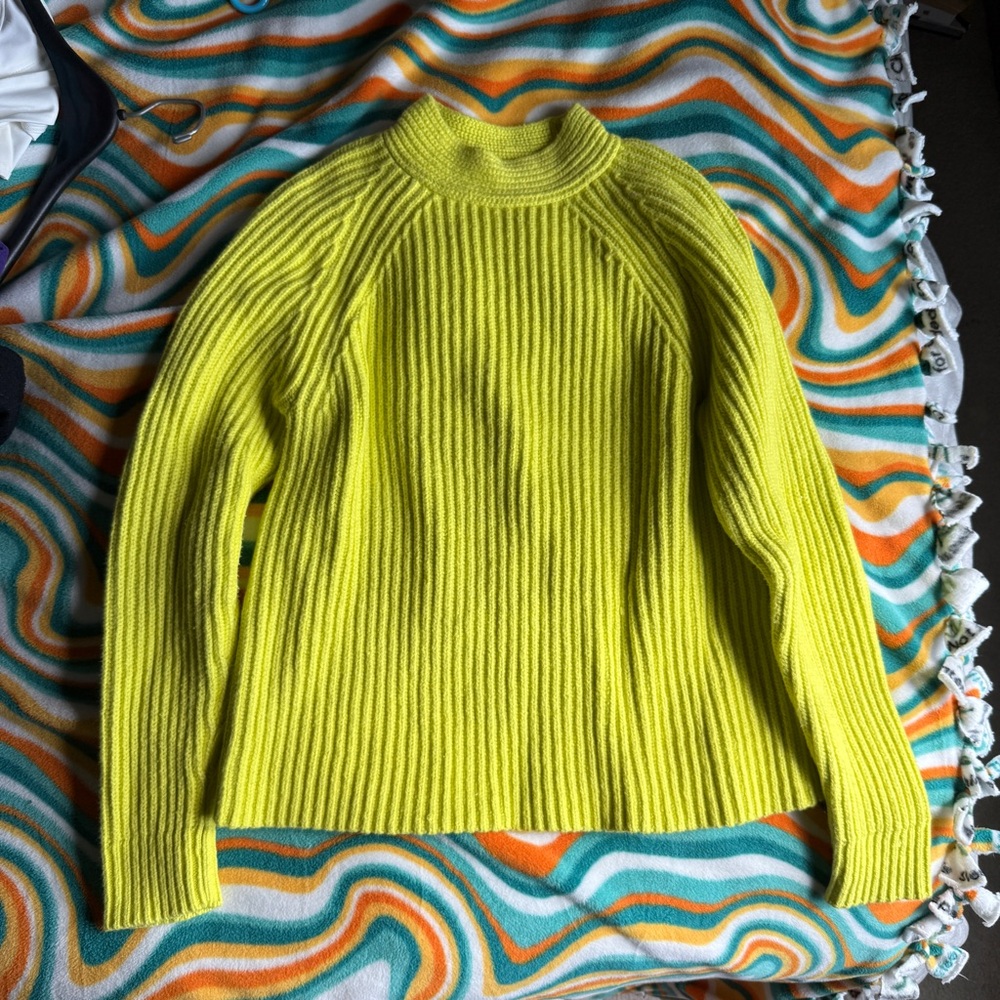 Lime Green Cable Knit Women's Sweater